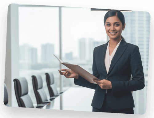 Professional woman holding CV